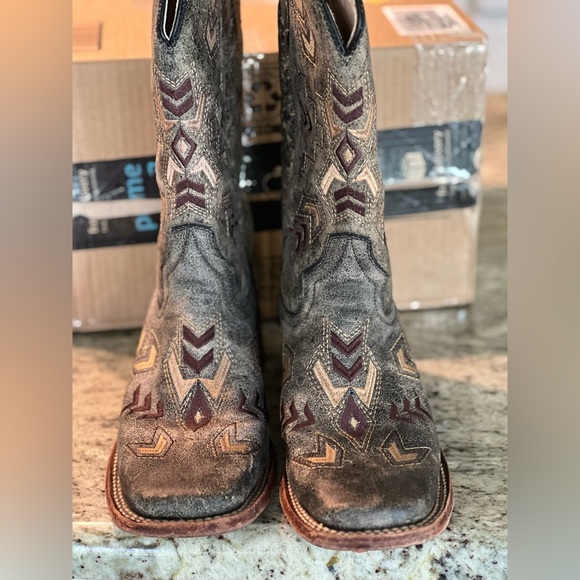 Circle G Corral Square toe cowboy/cowgirl boots Lt black/gray brown 8 - Picture 4 of 14